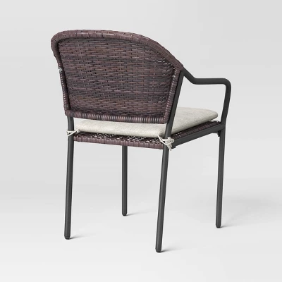 3pc Wicker Bistro Set With Cushions - Dark Brown - Room Essentials™ 6 3pc Wicker Bistro Set With Cushions - Dark Brown - Room Essentials™ - Image 4