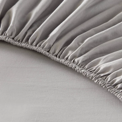 Full Garment Washed Microfiber Solid Sheet Set Gray - Room Essentials™ 5 Full Garment Washed Microfiber Solid Sheet Set Gray - Room Essentials™ - Image 3