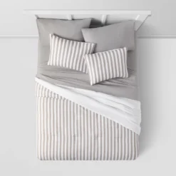 Stripe Microfiber Reversible Comforter & Sheet Set Gray - Room Essentials™ 11 Stripe Microfiber Reversible Comforter & Sheet Set Gray - Room Essentials™ -Room Essentials GUEST f39799e8 8c63 4269 b32a b22519a209d6